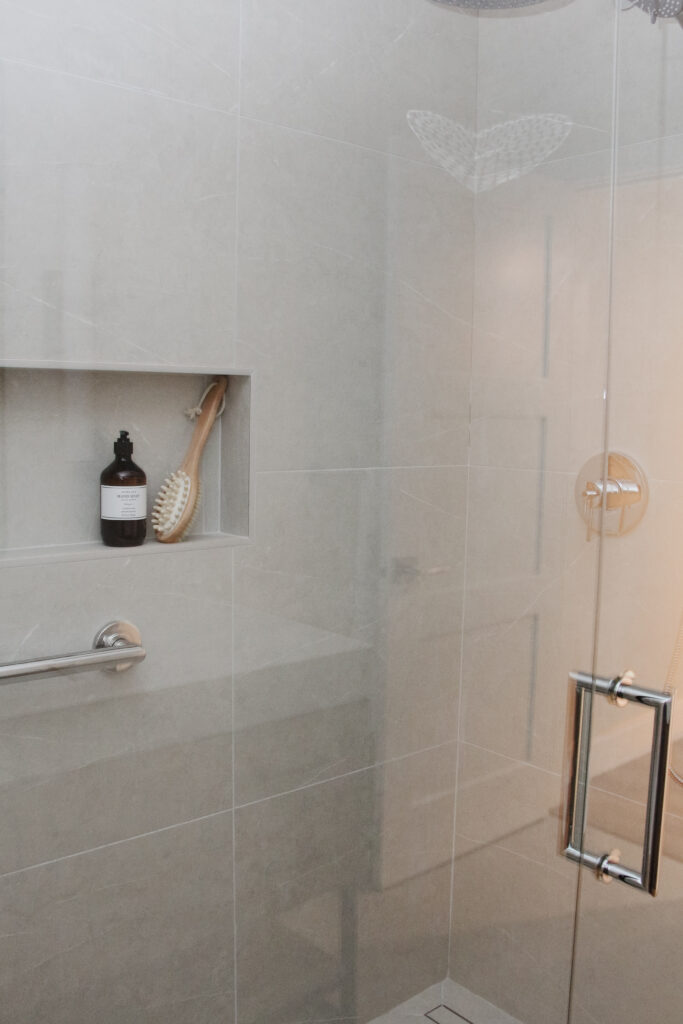 Custom tile shower with linear niche