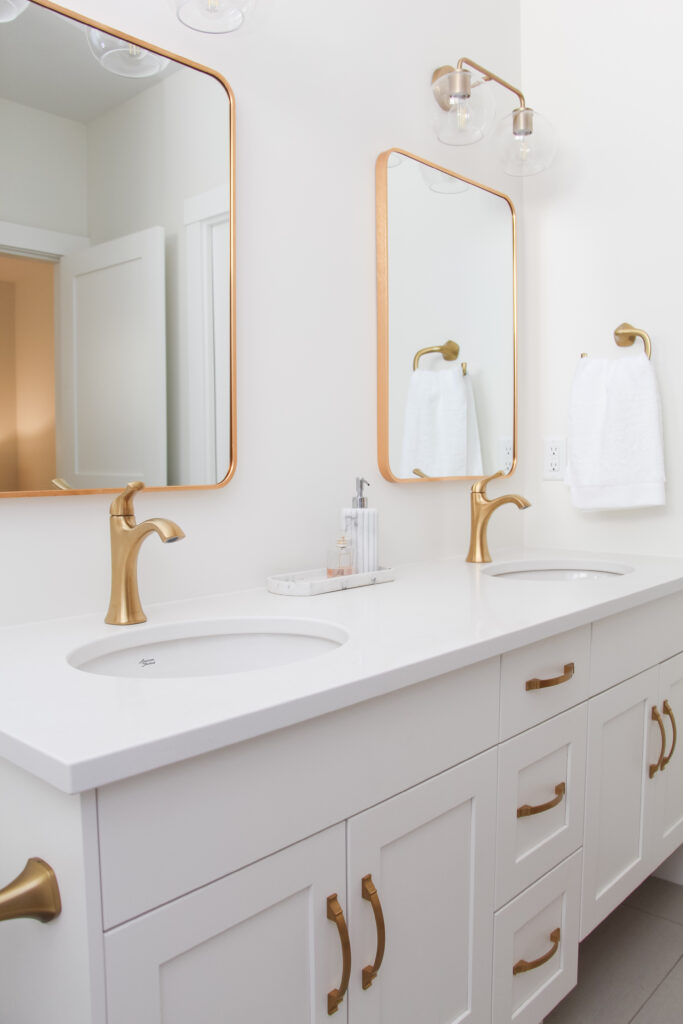 Gold and White Transitional Bathroom Vanity