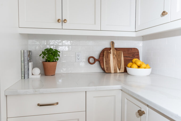 traditional simply white kitchen with wood accents