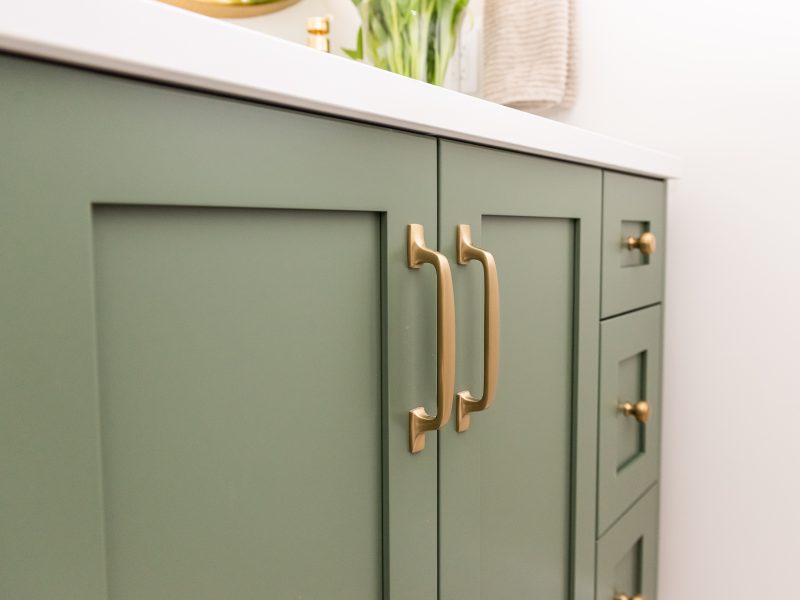 green vanity gold hardware