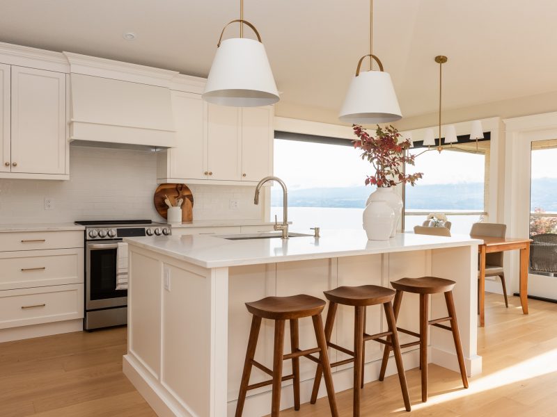 traditional simply white kitchen with wood accents